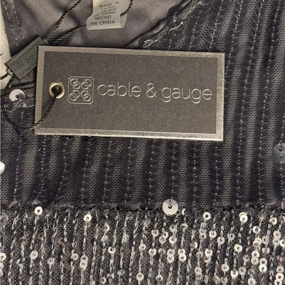 NWT Cable & Gauge Black/Gray Sequin Short Sleeve Lined Top Size Small-P - Picture 8 of 11